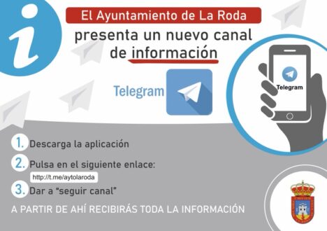 El Ayuntamiento de La Roda activa un canal de información municipal en Telegram