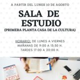 La Casa de la Cultura contará con la Sala de Estudio habilitada en agosto